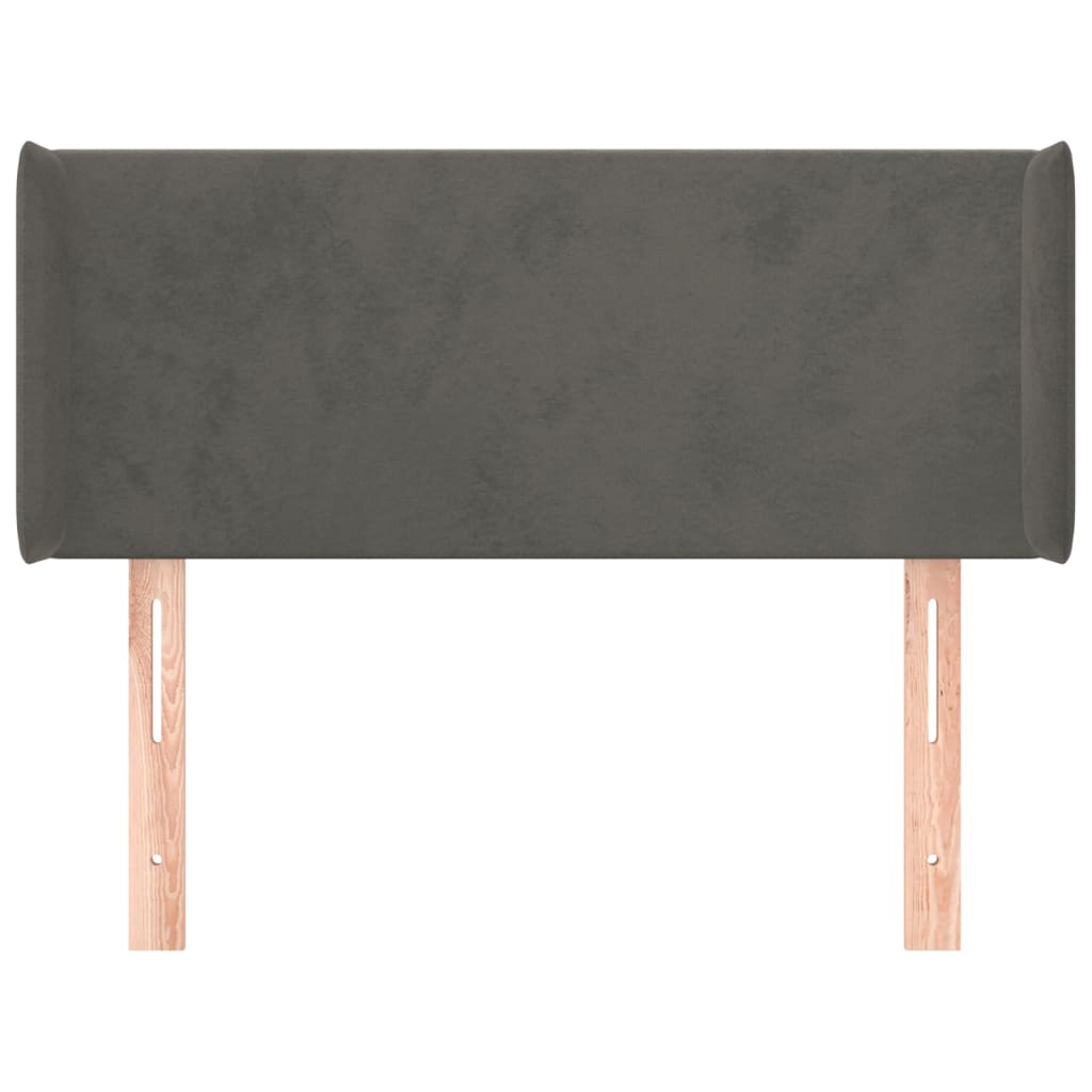 Uzglavlje s ušima tamnosivo 83x16x78/88 cm baršunasto