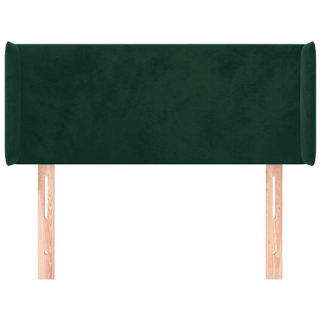 Uzglavlje s ušima tamnozeleno 83x16x78/88 cm baršunasto