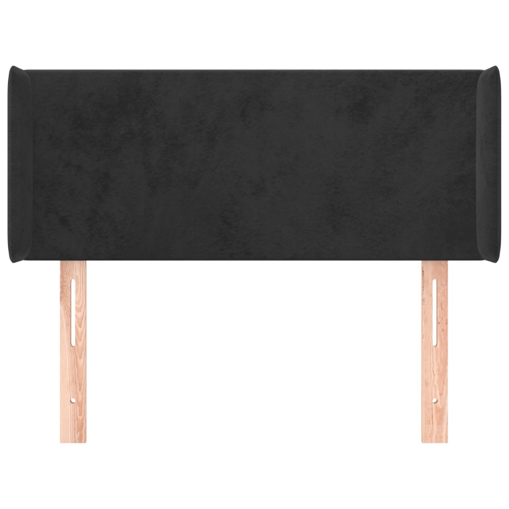 Uzglavlje s ušima crno 103x16x78/88 cm baršunasto