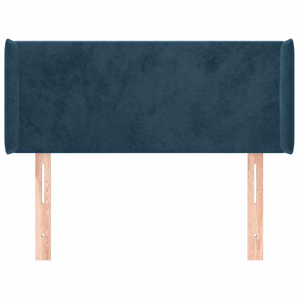 Uzglavlje s ušima tamnoplavo 103x16x78/88 cm baršunasto