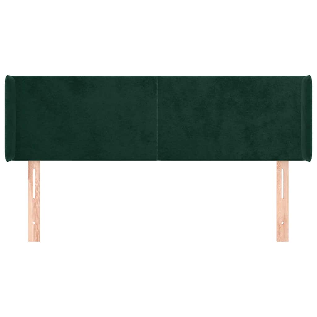 Uzglavlje s ušima tamnozeleno 147x16x78/88 cm baršunasto