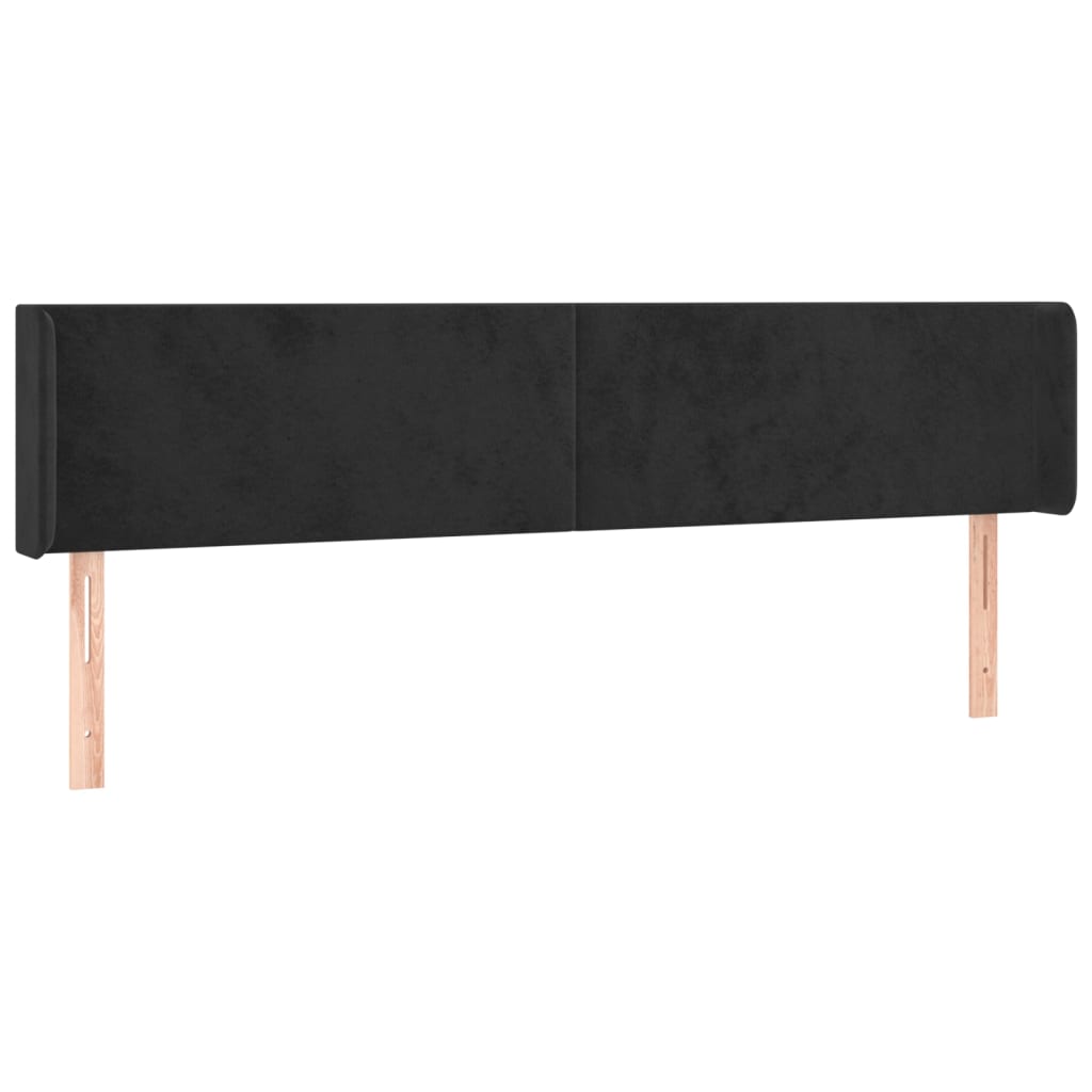 Uzglavlje s ušima crno 183x16x78/88 cm baršunasto