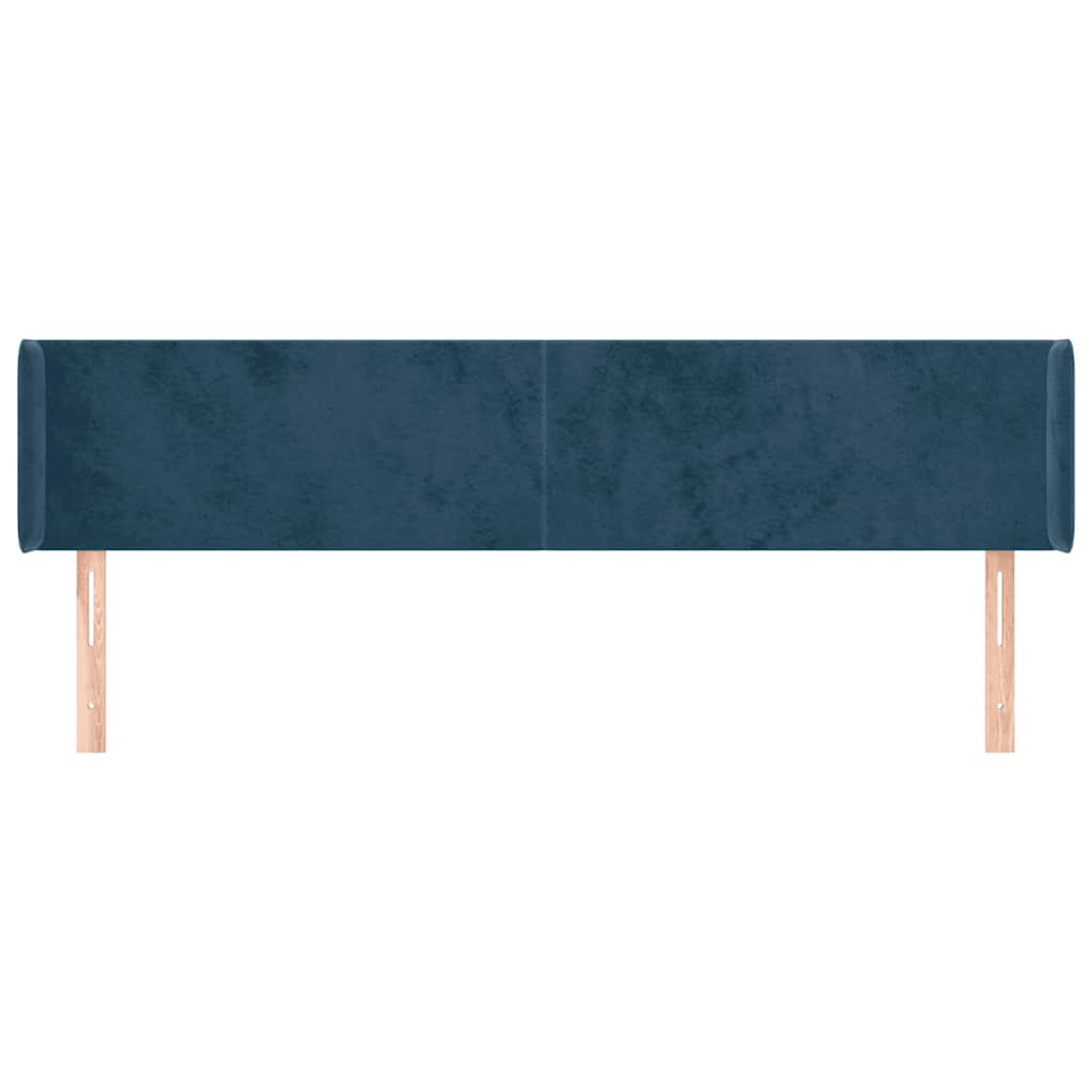 Uzglavlje s ušima tamnoplavo 203x16x78/88 cm baršunasto