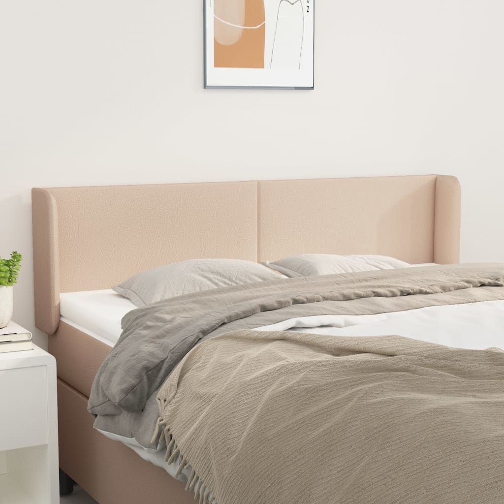 Uzglavlje s ušima boja cappuccina 147x16x78/88 cm umjetna koža