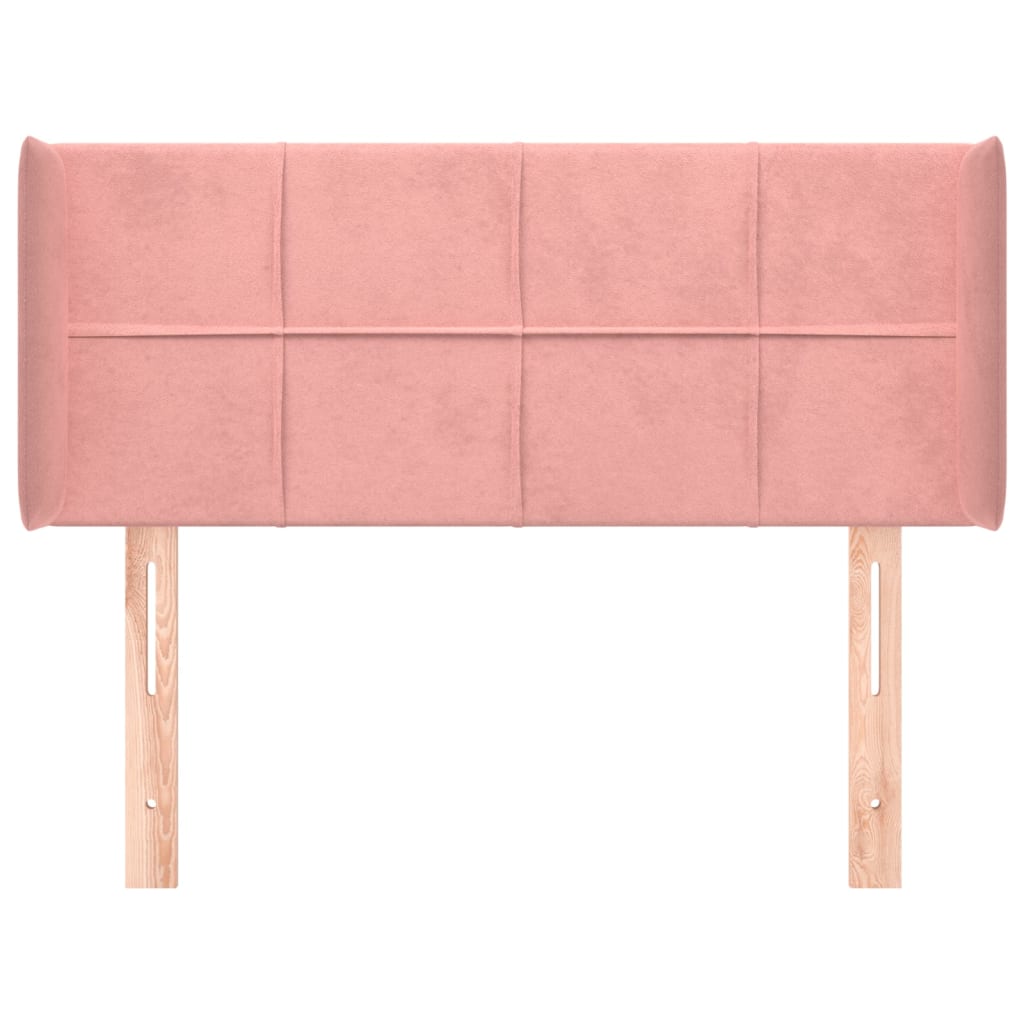 Uzglavlje s ušima ružičasto 103x16x78/88 cm baršunasto