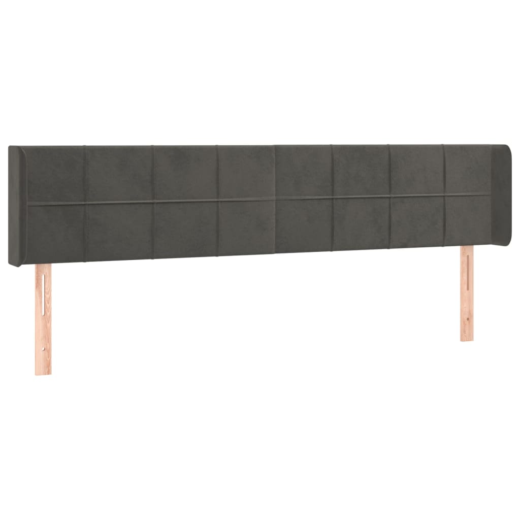 Uzglavlje s ušima tamnosivo 203x16x78/88 cm baršunasto