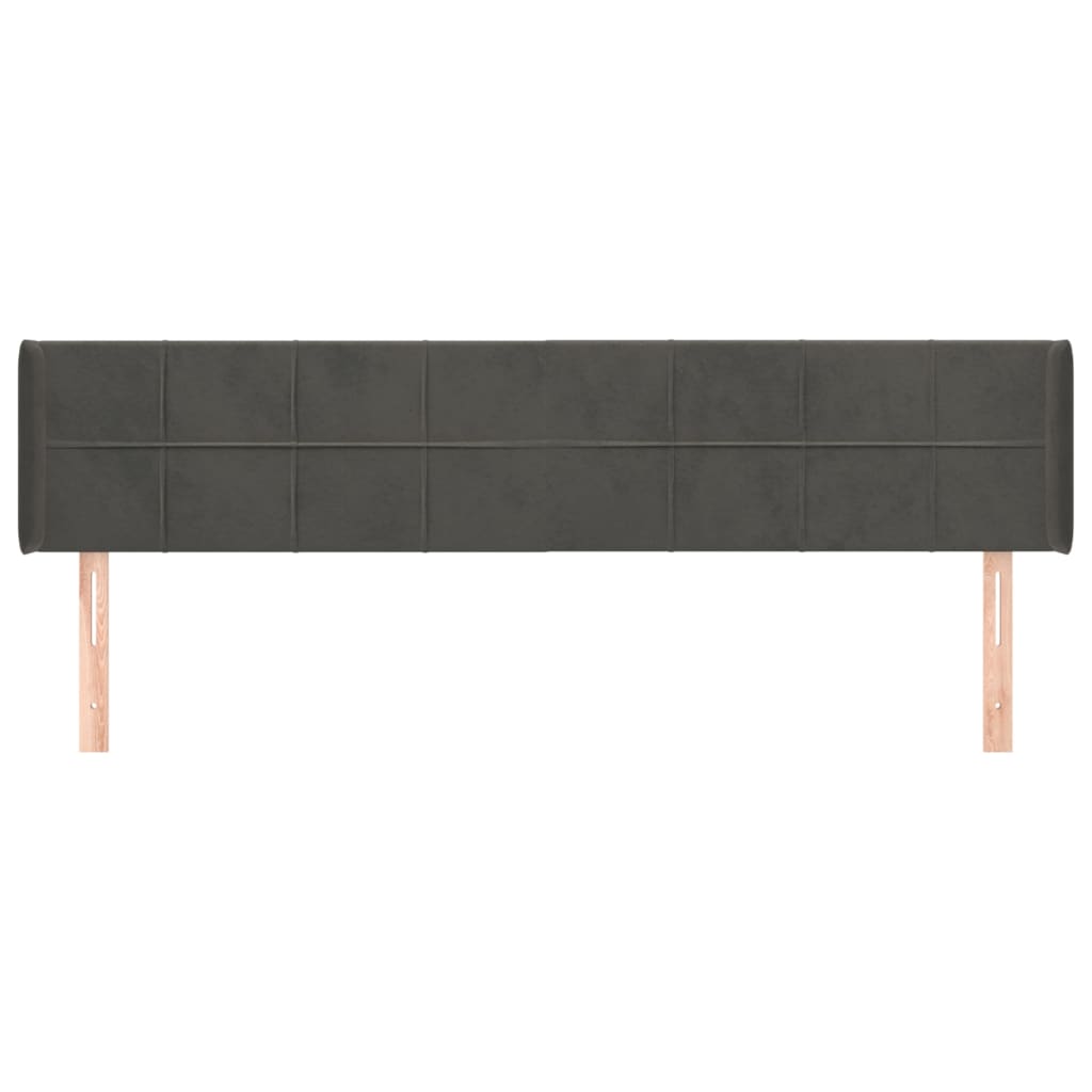 Uzglavlje s ušima tamnosivo 203x16x78/88 cm baršunasto