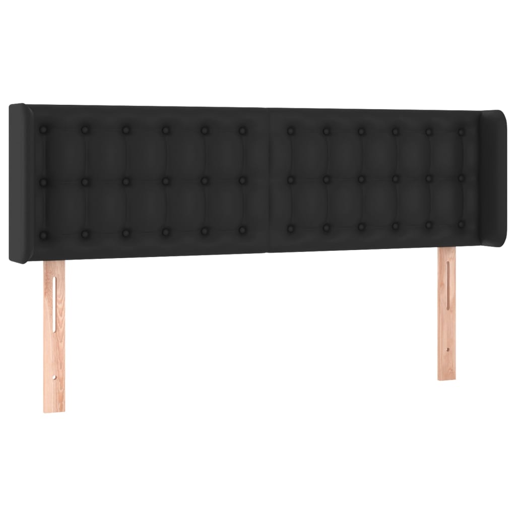 Uzglavlje s ušima crno 147x16x78/88 cm od umjetne kože