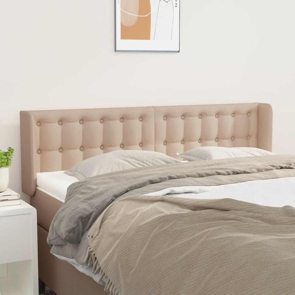 Uzglavlje s ušima boja cappuccina 147x16x78/88 cm umjetna koža