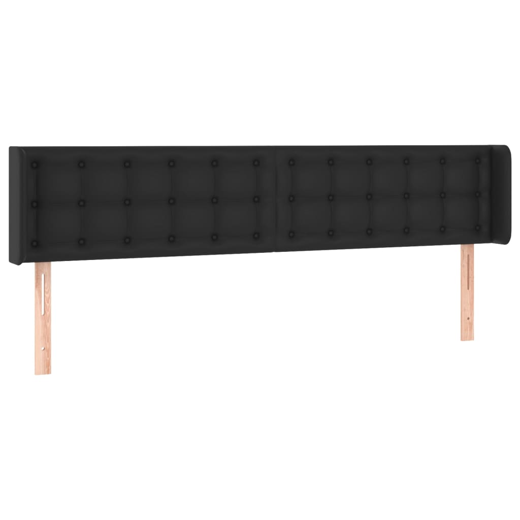 Uzglavlje s ušima crno 183x16x78/88 cm umjetna koža