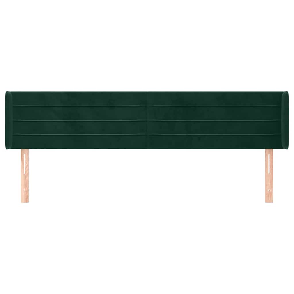 Uzglavlje s ušima tamnozeleno 203x16x78/88 cm baršunasto