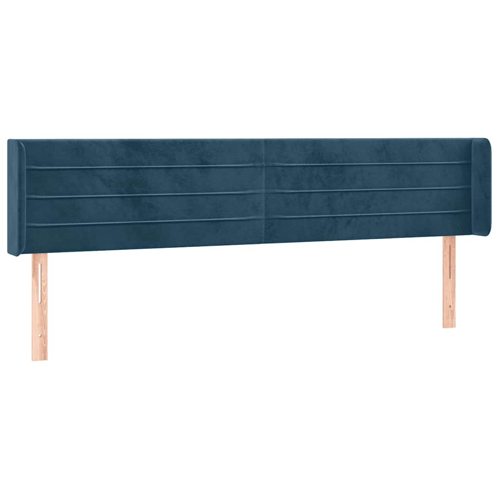Uzglavlje s ušima tamnoplavo 203x16x78/88 cm baršunasto