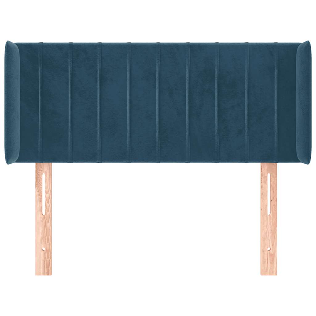 Uzglavlje s ušima tamnoplavo 83x16x78/88 cm baršunasto