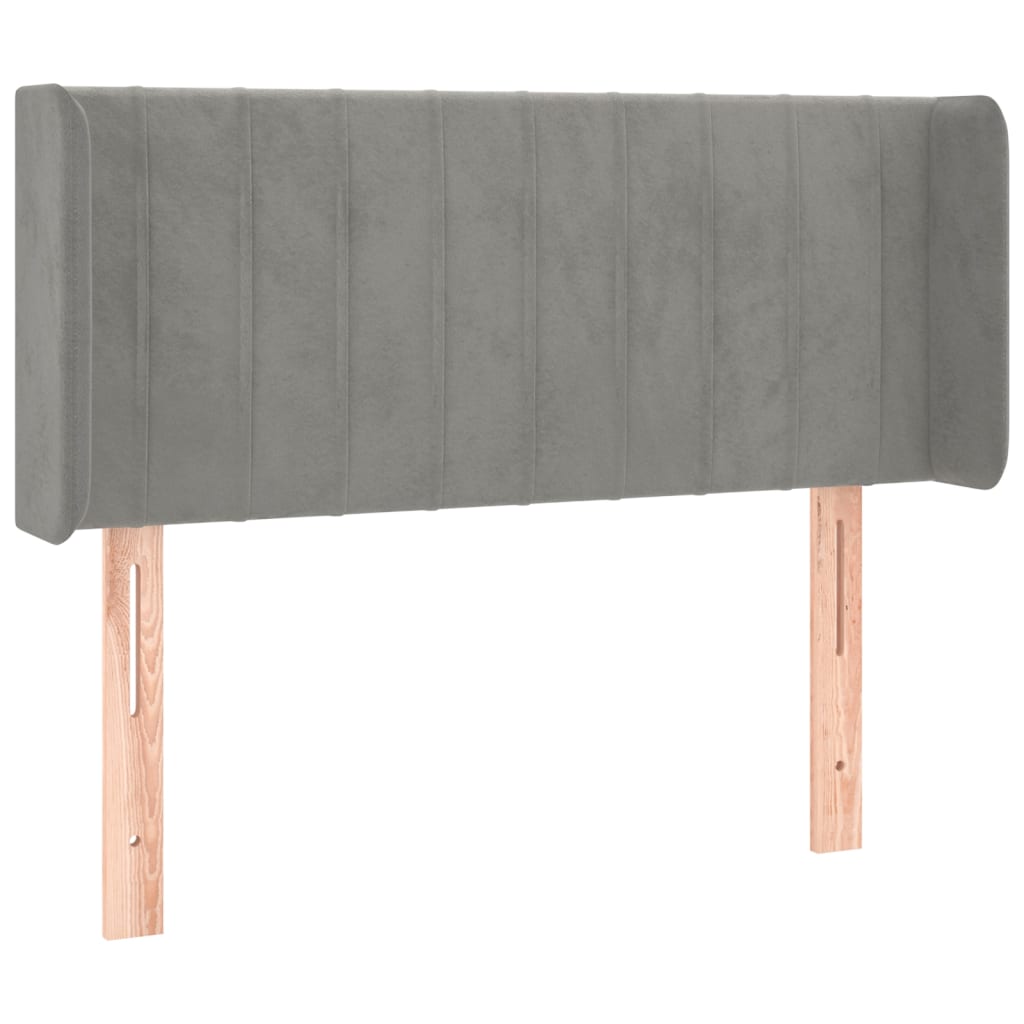 Uzglavlje s ušima svjetlosivo 93x16x78/88 cm baršunasto