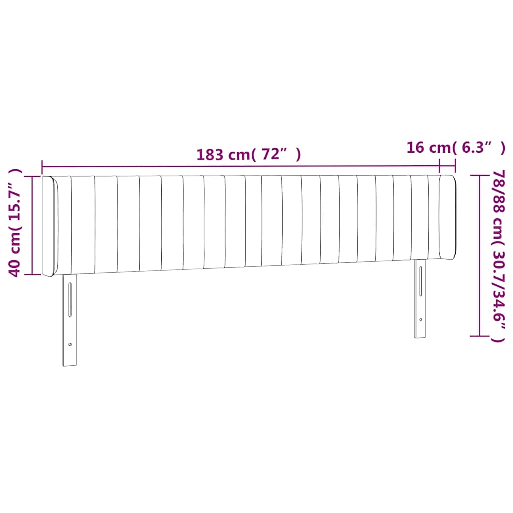 Uzglavlje s ušima tamnozeleno 183x16x78/88 cm baršunasto