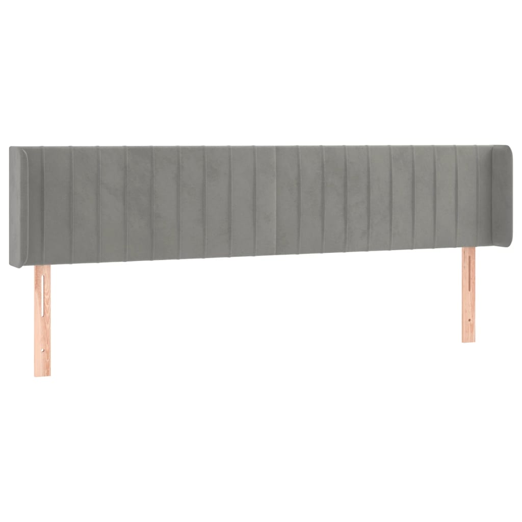 Uzglavlje s ušima svjetlosivo 203x16x78/88 cm baršunasto