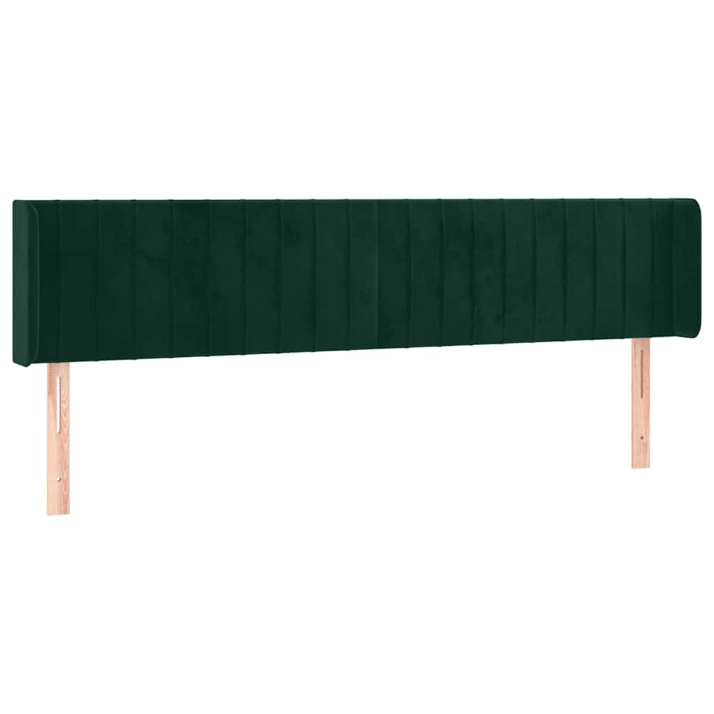 Uzglavlje s ušima tamnozeleno 203x16x78/88 cm baršunasto