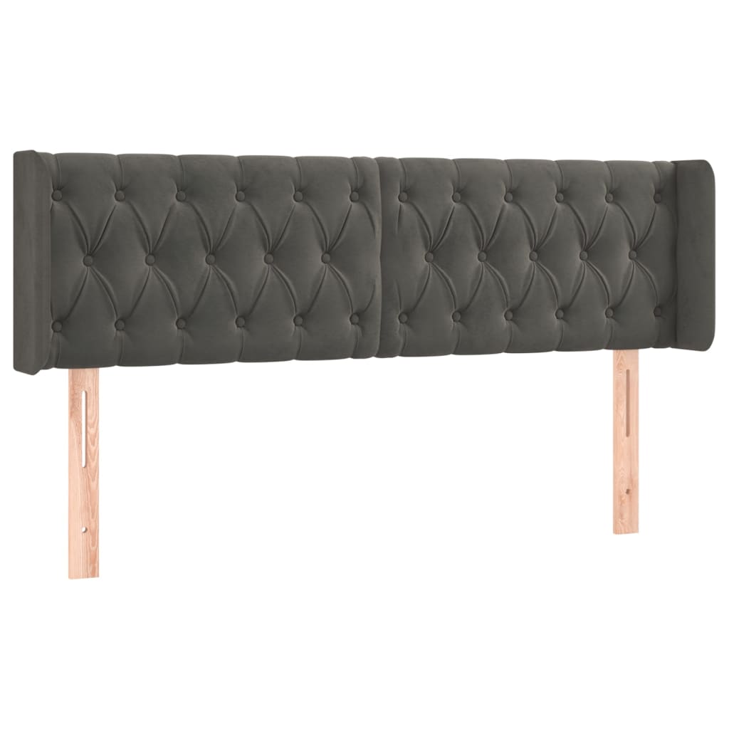Uzglavlje s ušima tamnosivo 163x16x78/88 cm baršunasto
