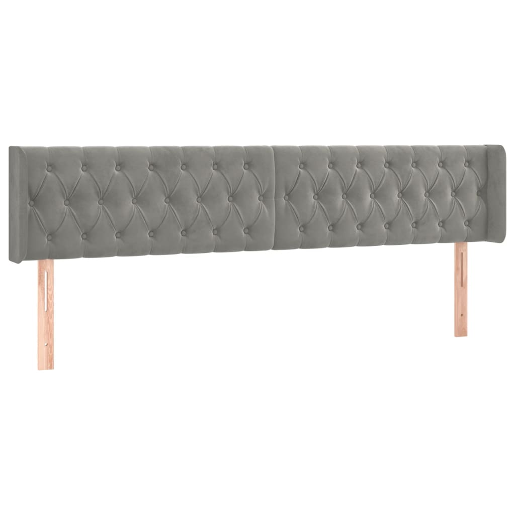 Uzglavlje s ušima svjetlosivo 183x16x78/88 cm baršunasto