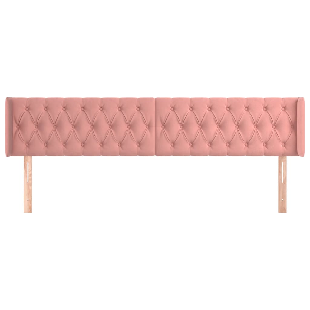 Uzglavlje s ušima ružičasto 203x16x78/88 cm baršunasto