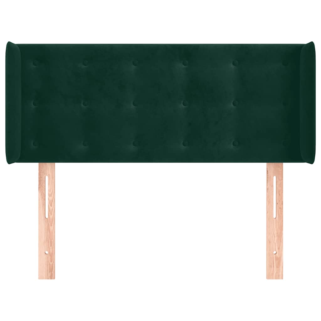 Uzglavlje s ušima tamnozeleno 83x16x78/88 cm baršunasto