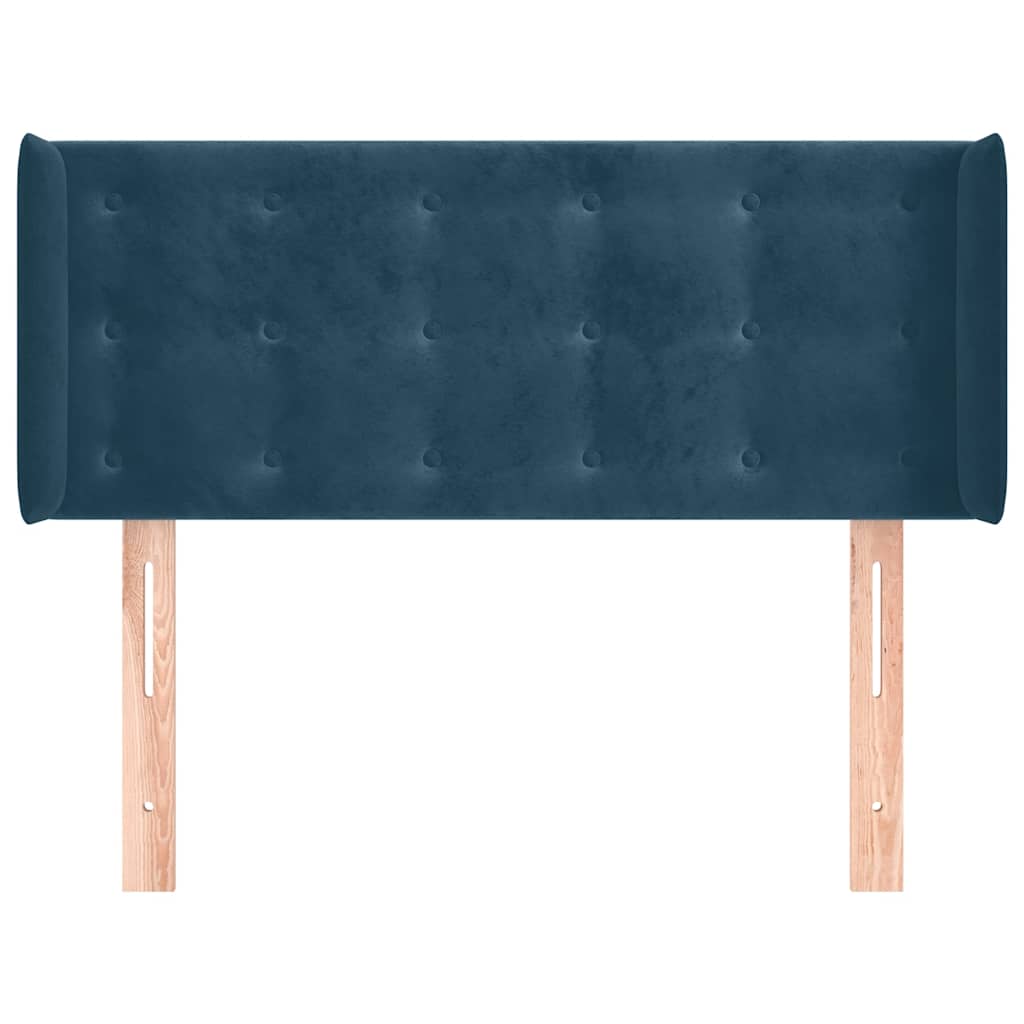 Uzglavlje s ušima tamnoplavo 83x16x78/88 cm baršunasto