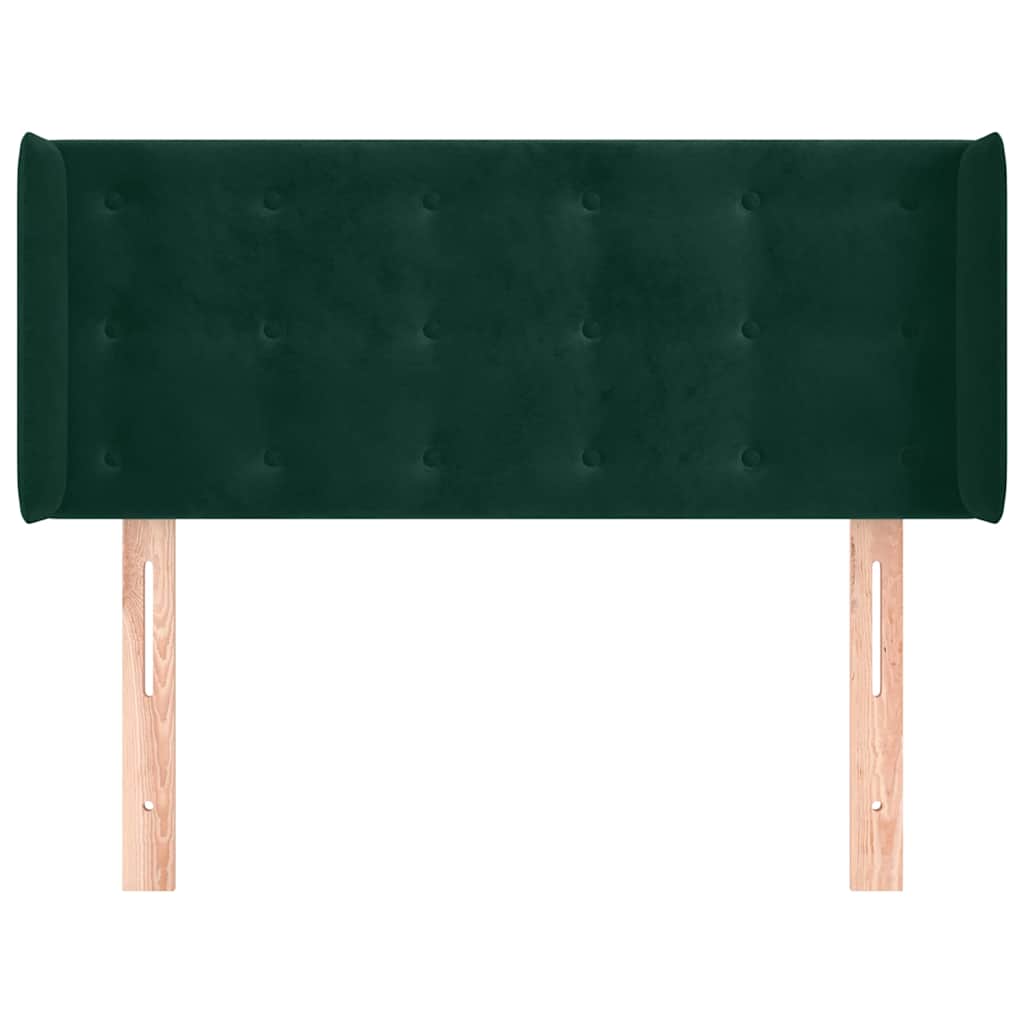Uzglavlje s ušima tamnozeleno 93x16x78/88 cm baršunasto