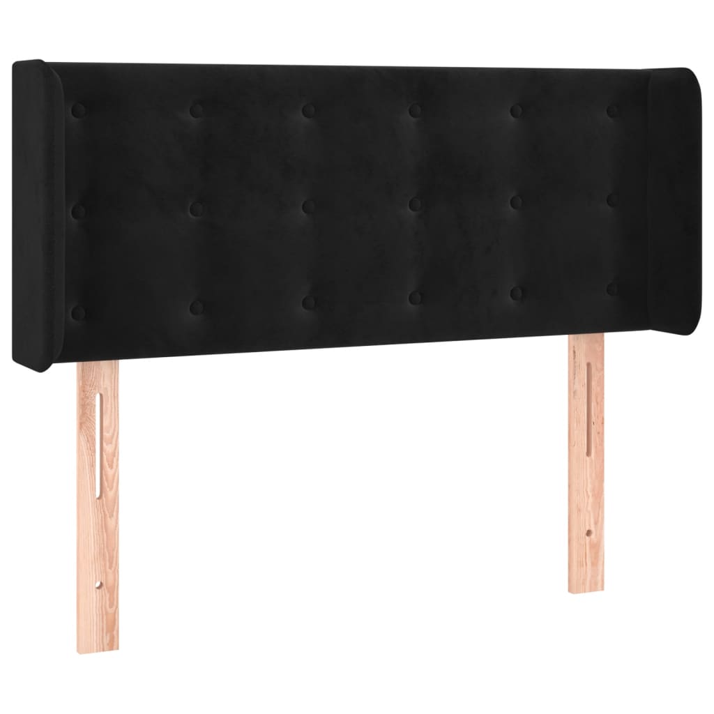 Uzglavlje s ušima crno 103x16x78/88 cm baršunasto
