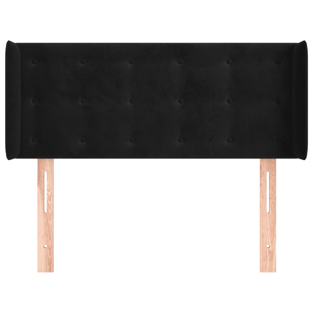 Uzglavlje s ušima crno 103x16x78/88 cm baršunasto
