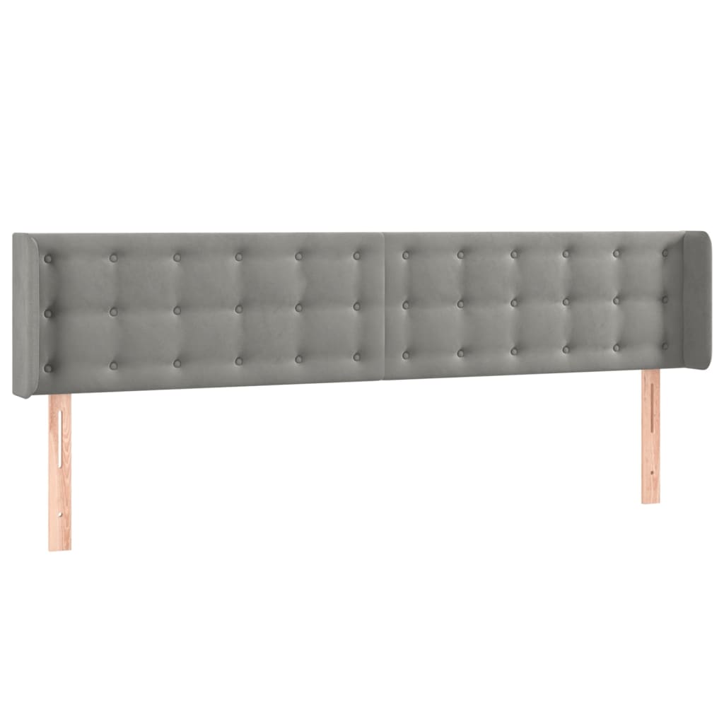Uzglavlje s ušima svjetlosivo 163x16x78/88 cm baršunasto