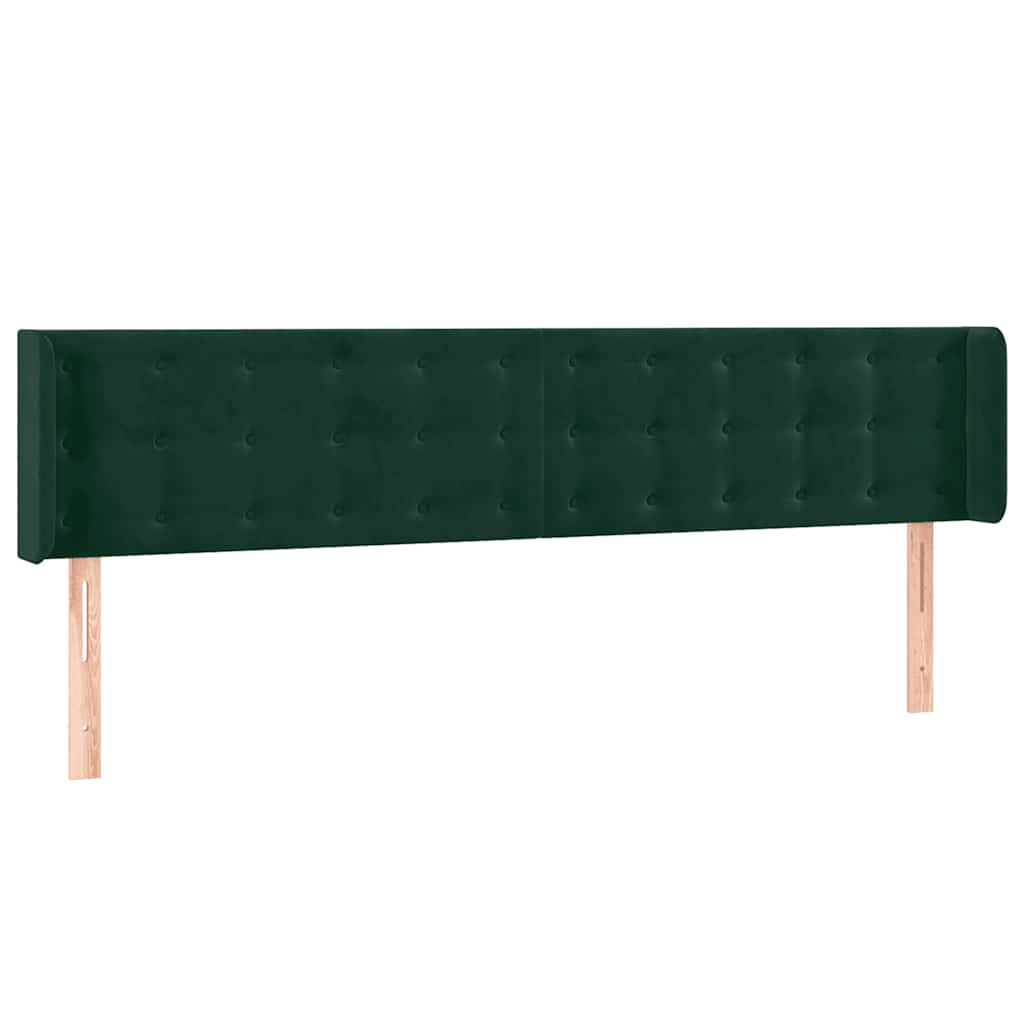 Uzglavlje s ušima tamnozeleno 183x16x78/88 cm baršunasto