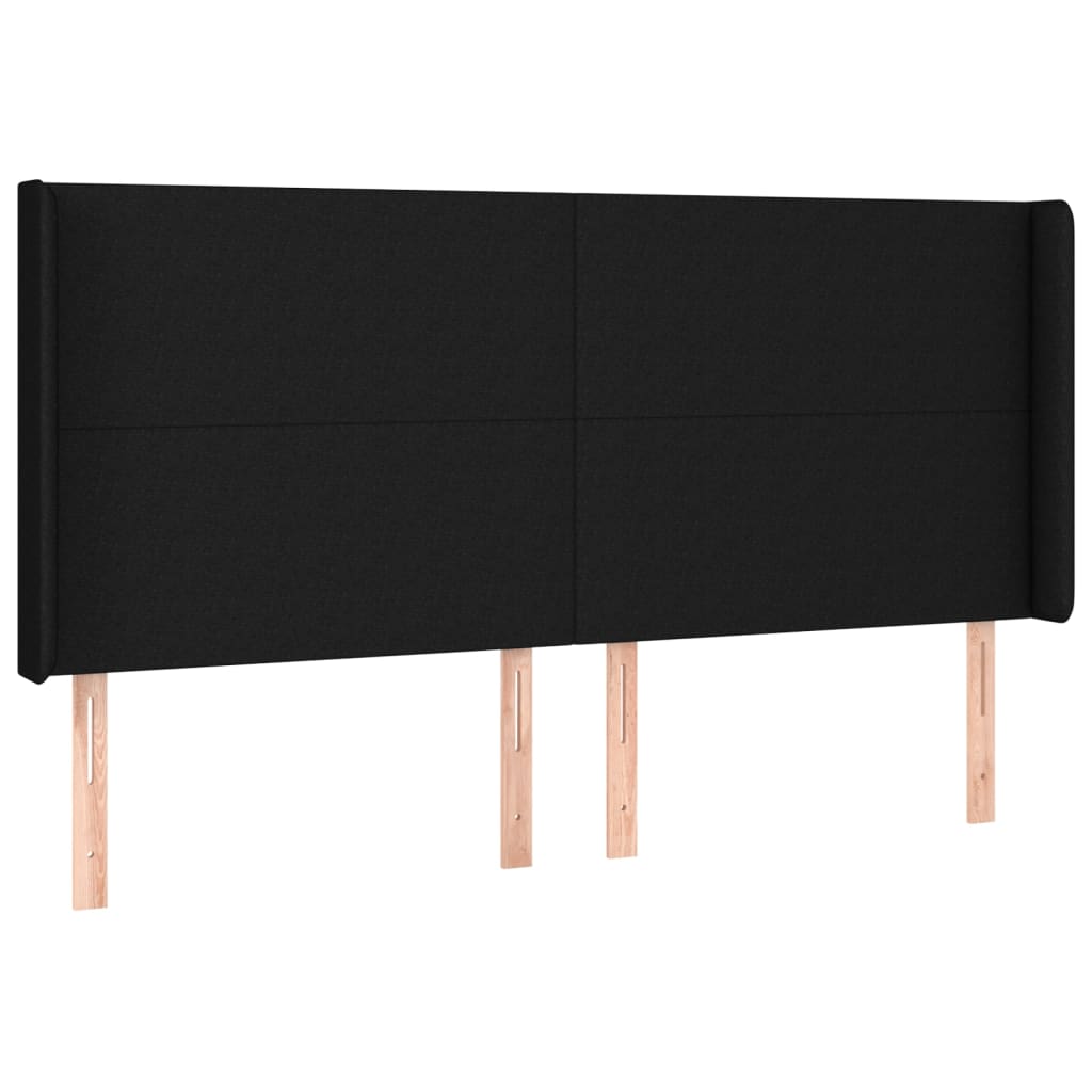 Uzglavlje s ušima crno 163x16x118/128 cm od tkanine