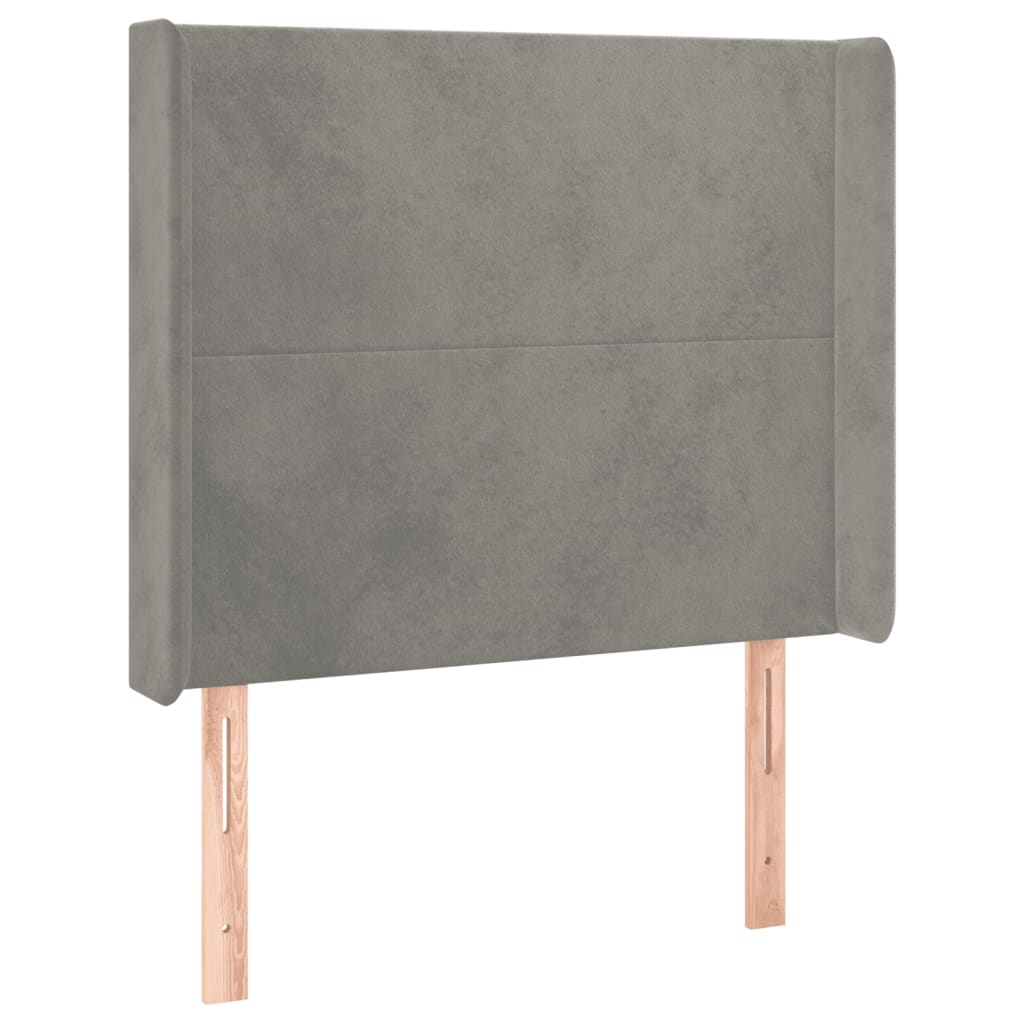 Uzglavlje s ušima svjetlosivo 83x16x118/128 cm baršunasto