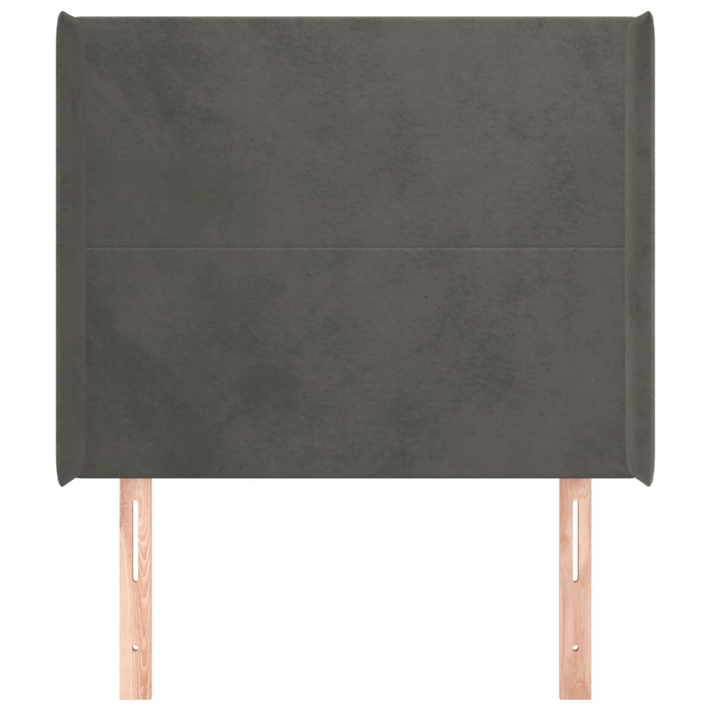 Uzglavlje s ušima tamnosivo 83x16x118/128 cm baršunasto