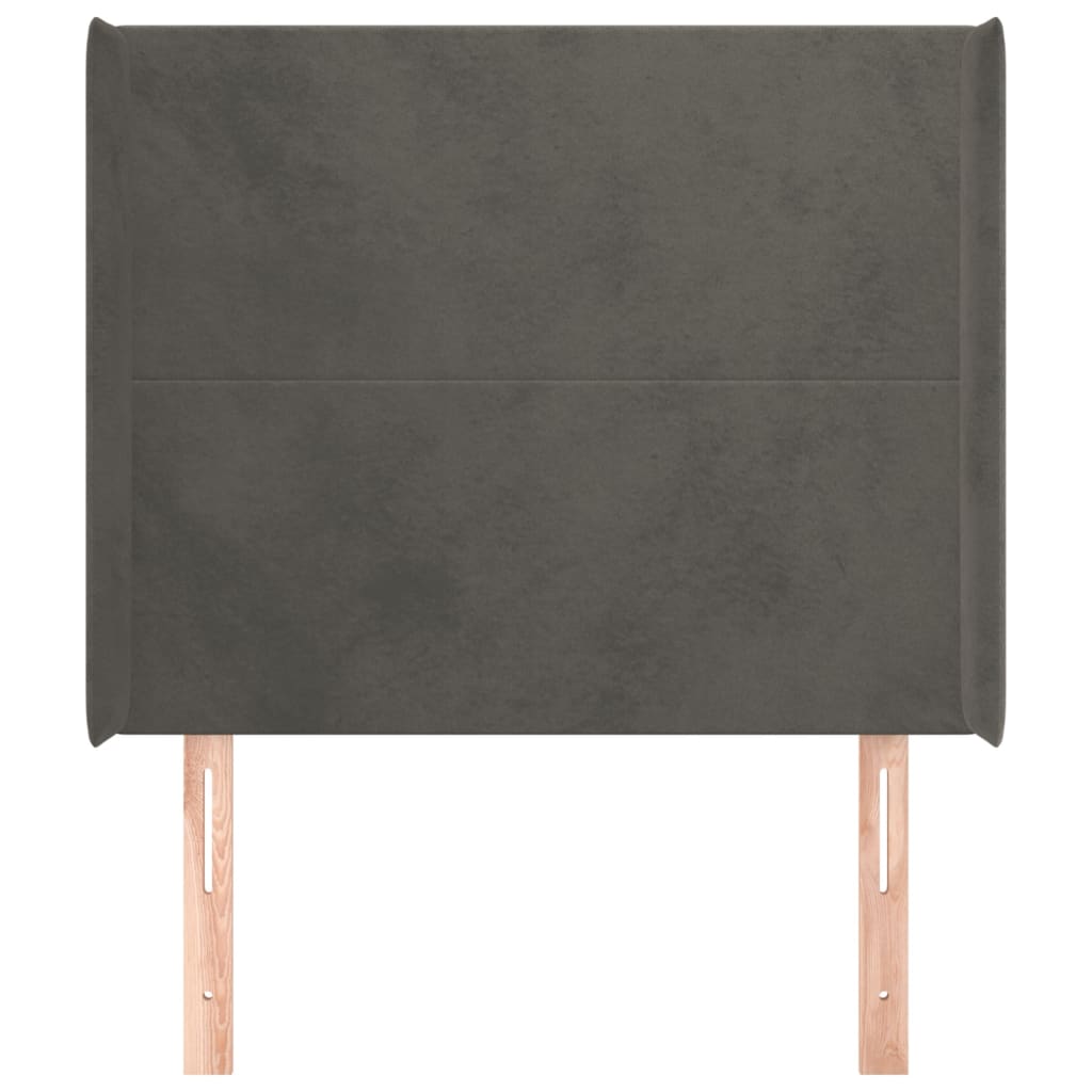 Uzglavlje s ušima tamnosivo 103x16x118/128 cm baršunasto