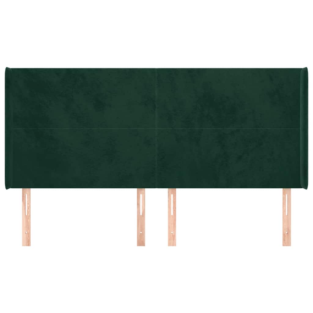 Uzglavlje s ušima tamnozeleno 183x16x118/128 cm baršunasto