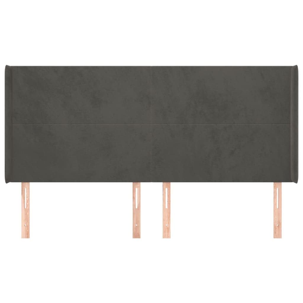 Uzglavlje s ušima tamnosivo 203x16x118/128 cm baršunasto