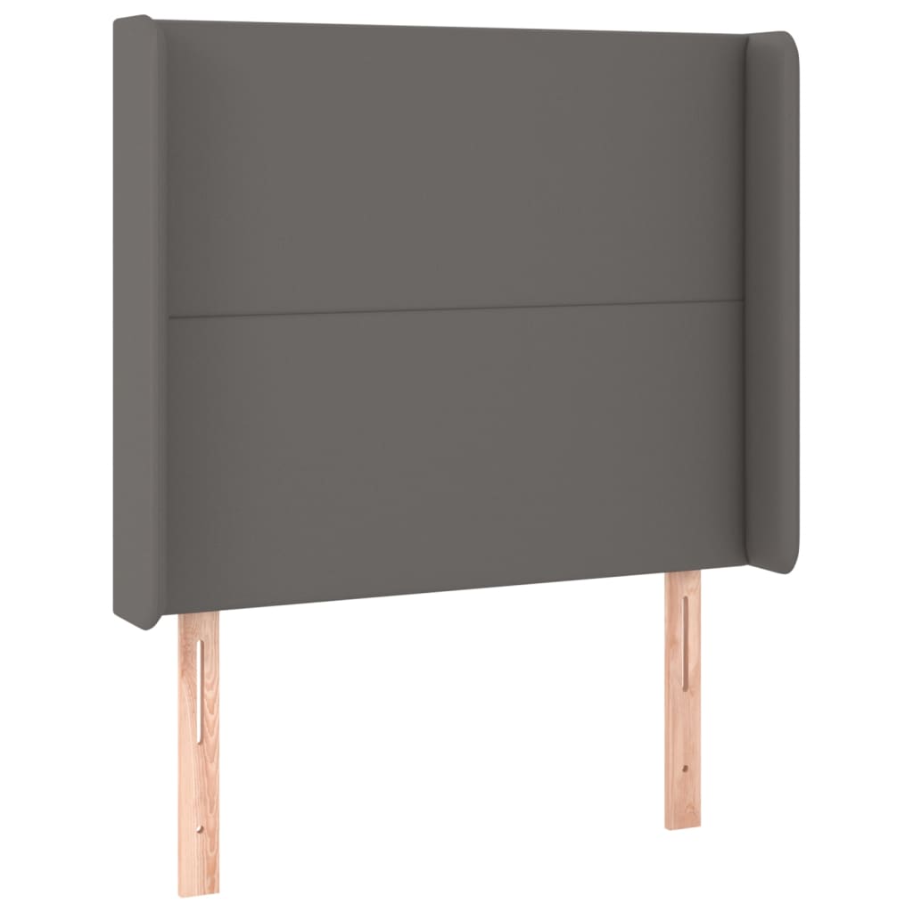 Uzglavlje s ušima sivo 93x16x118/128 cm od umjetne kože