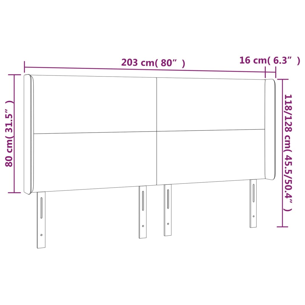 Uzglavlje s ušima krem 203x16x118/128 cm od umjetne kože