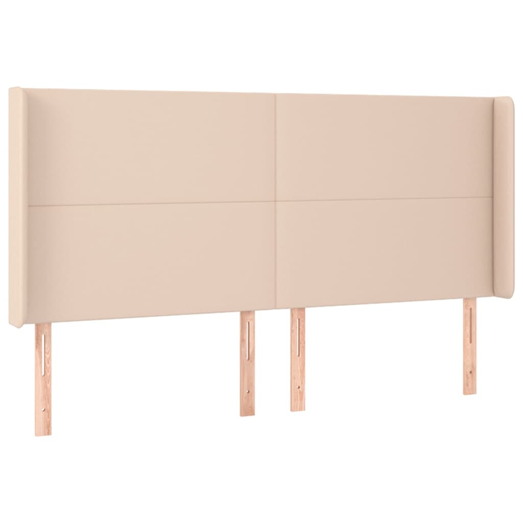 Uzglavlje s ušima boja cappuccina 203x16x118/128cm umjetna koža