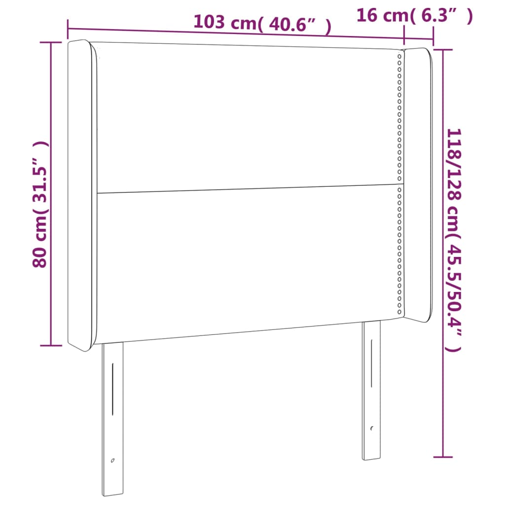 Uzglavlje s ušima krem 103x16x118/128 cm od tkanine
