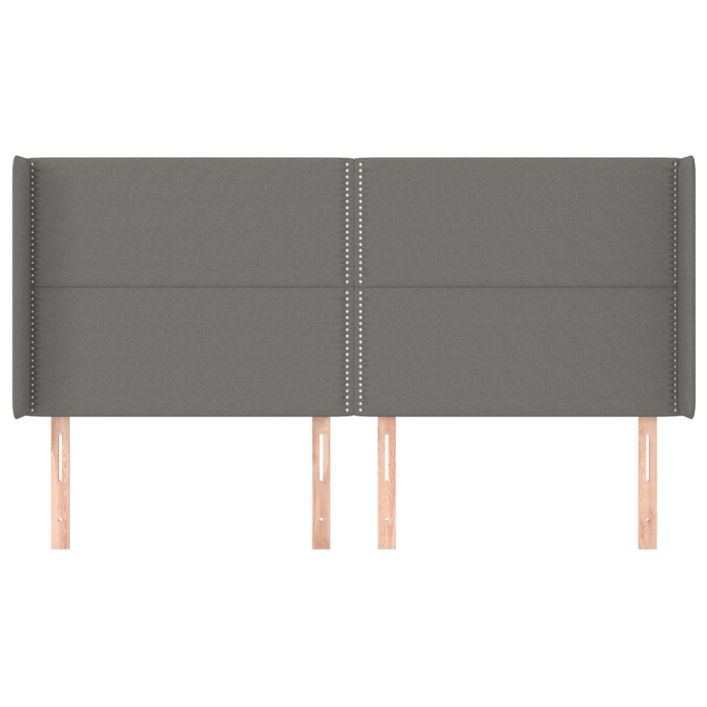 Uzglavlje s ušima tamnosivo 203x16x118/128 cm od tkanine