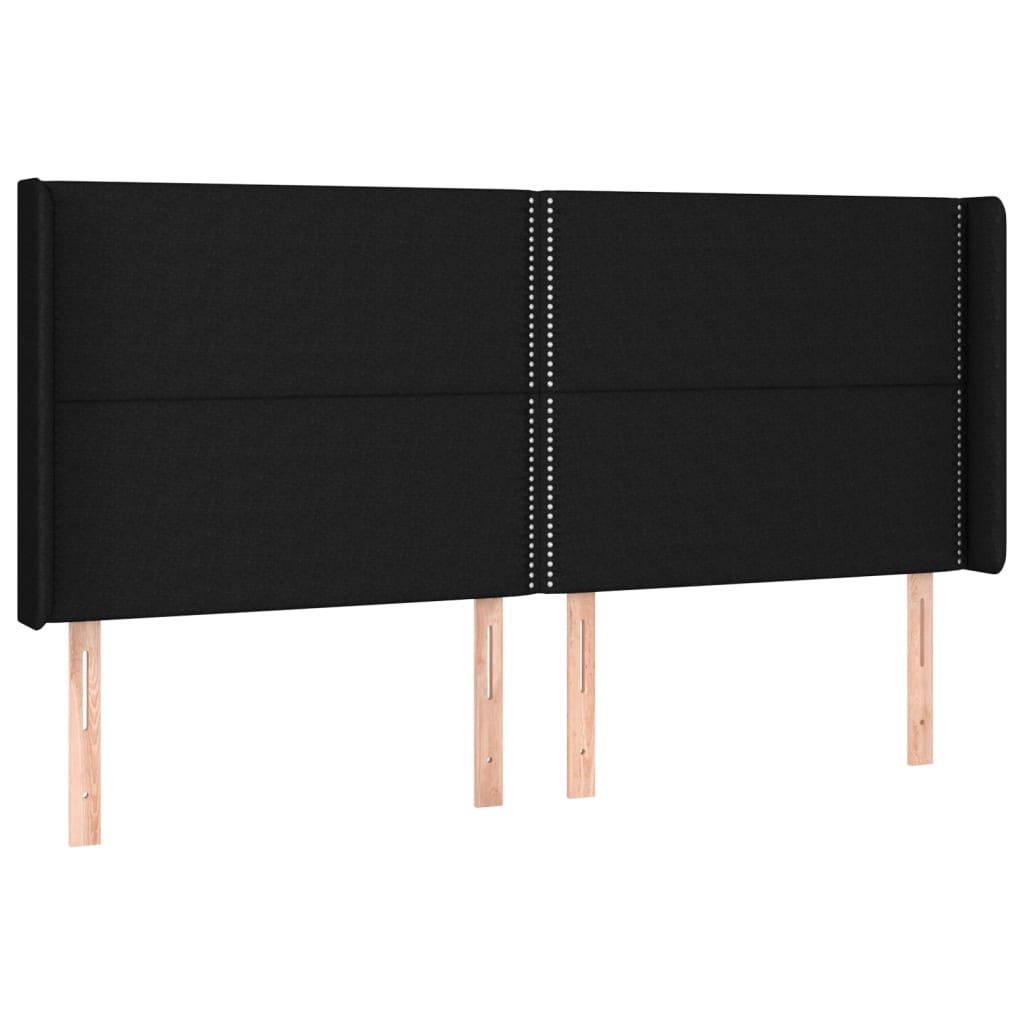 Uzglavlje s ušima crno 203x16x118/128 cm od tkanine