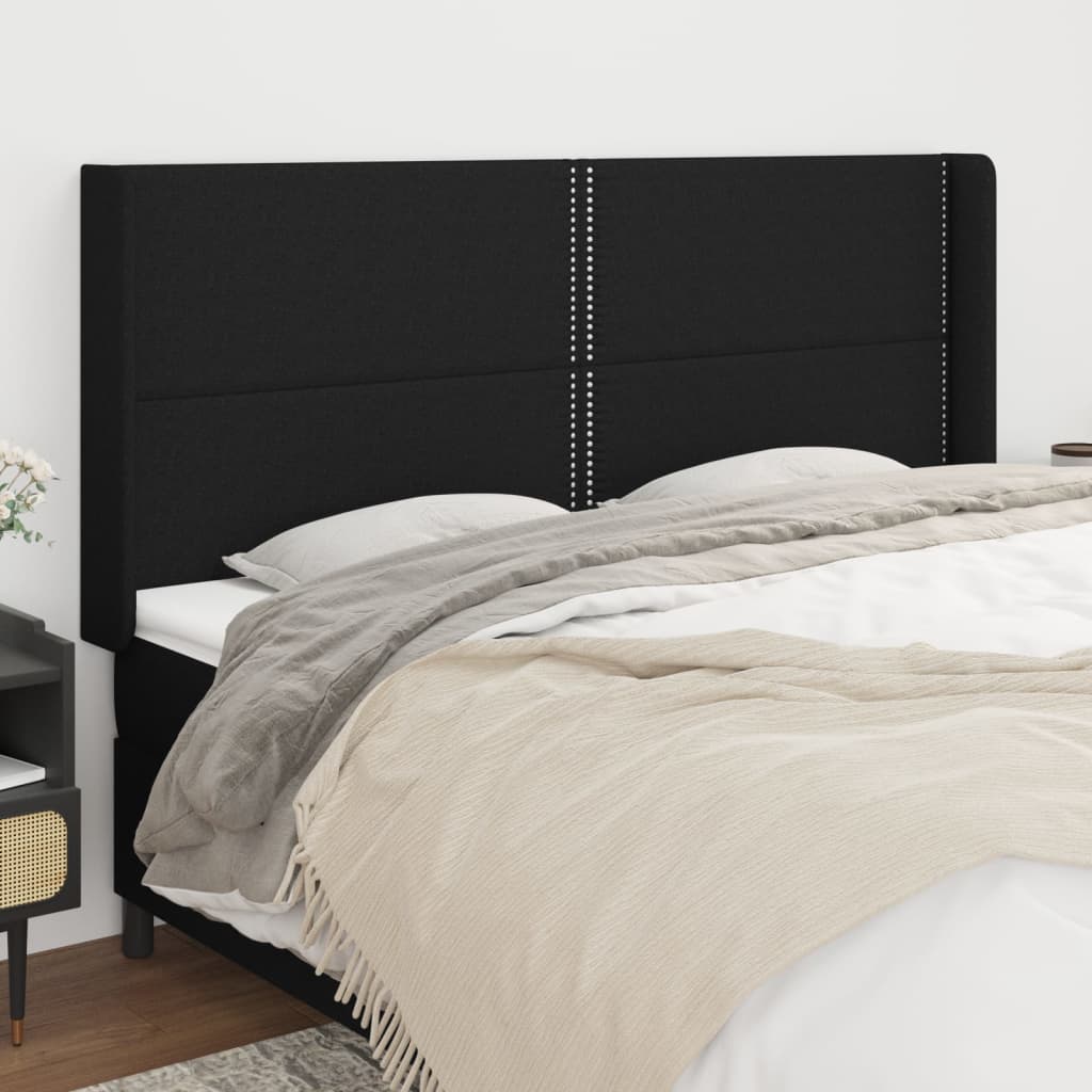 Uzglavlje s ušima crno 203x16x118/128 cm od tkanine