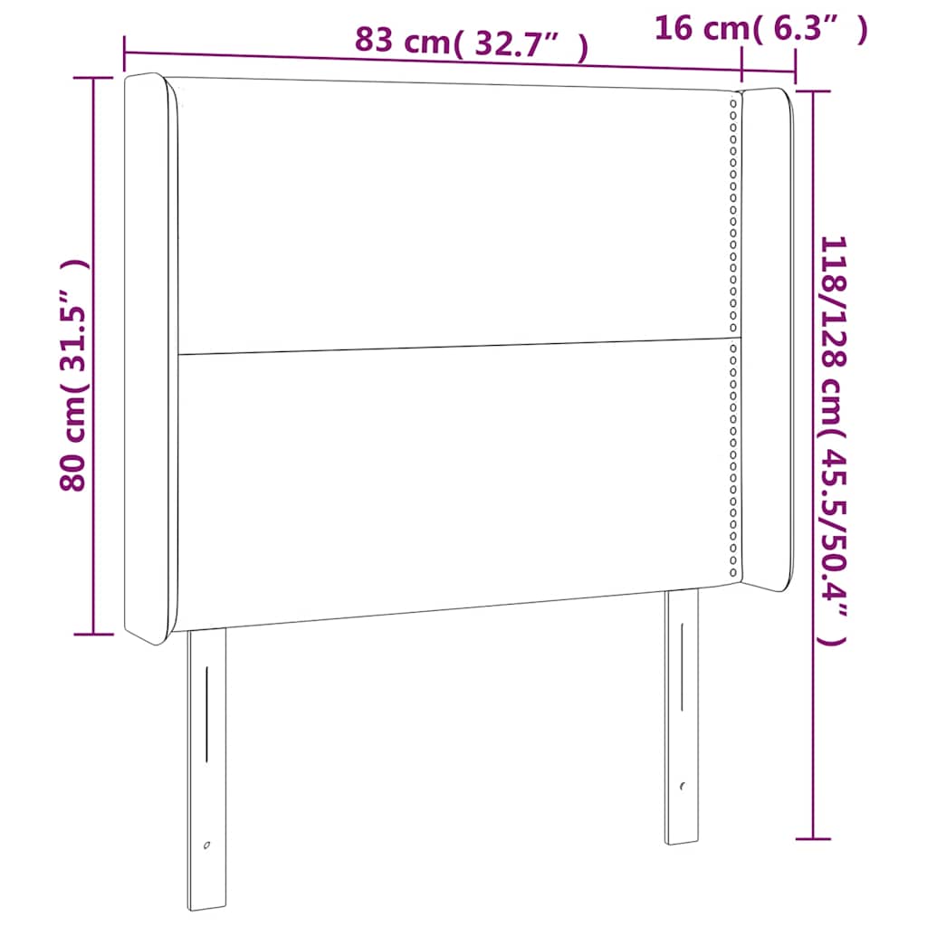Uzglavlje s ušima tamnoplavo 83x16x118/128 cm baršunasto