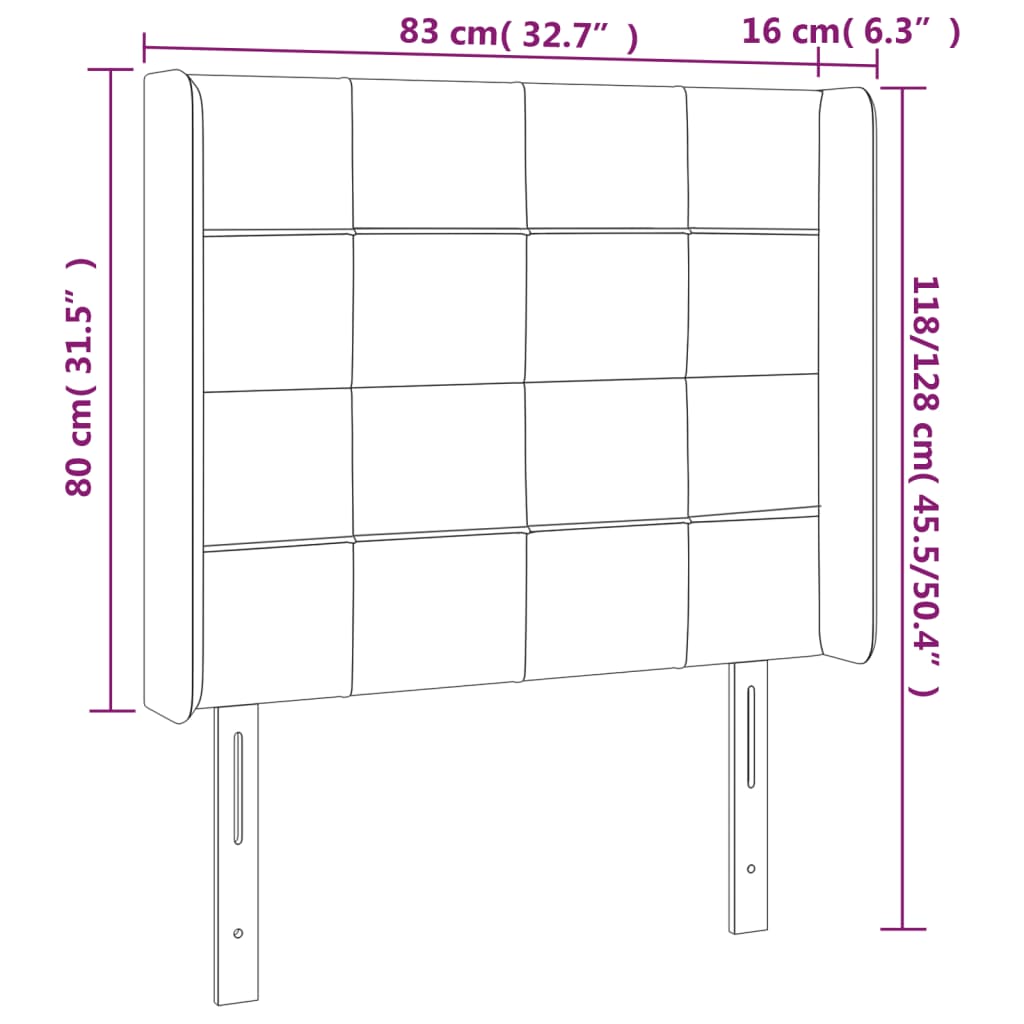 Uzglavlje s ušima plavo 83x16x118/128 cm od tkanine