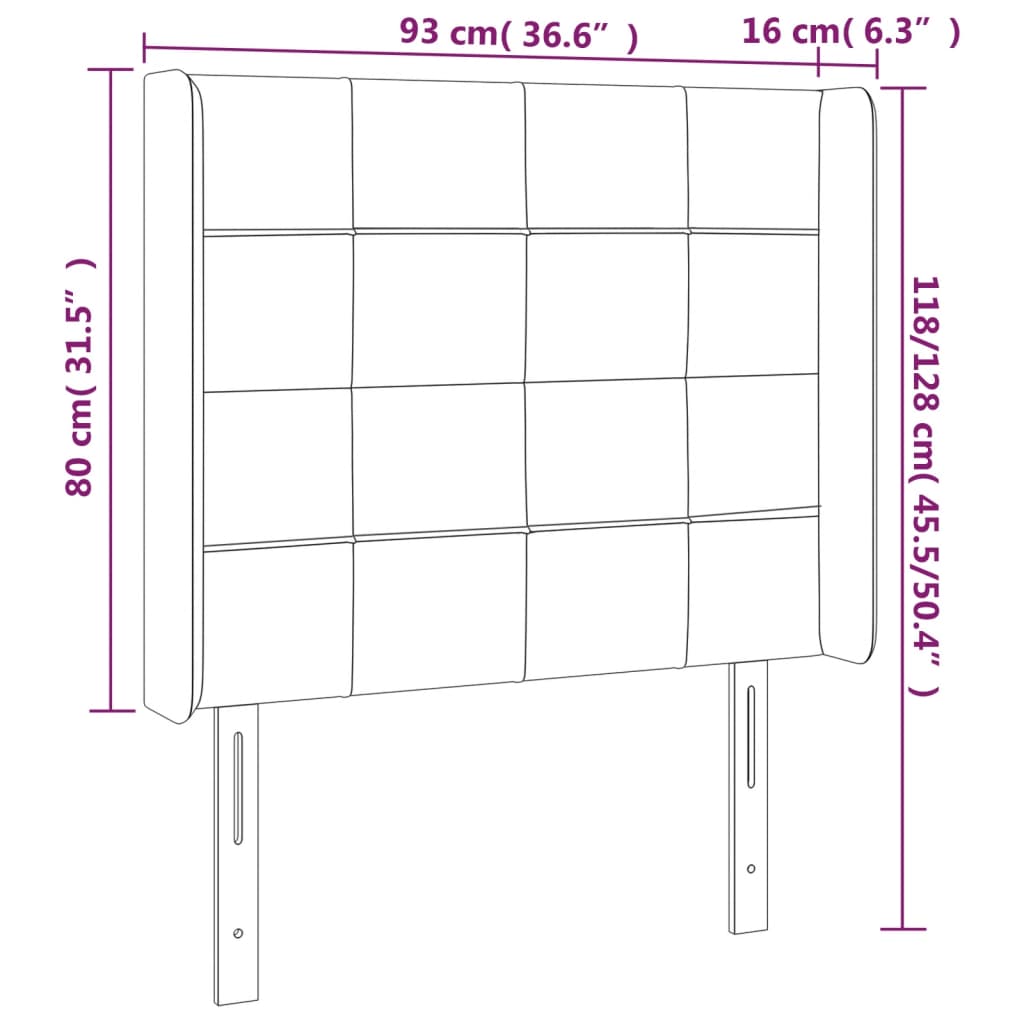 Uzglavlje s ušima plavo 93x16x118/128 cm od tkanine