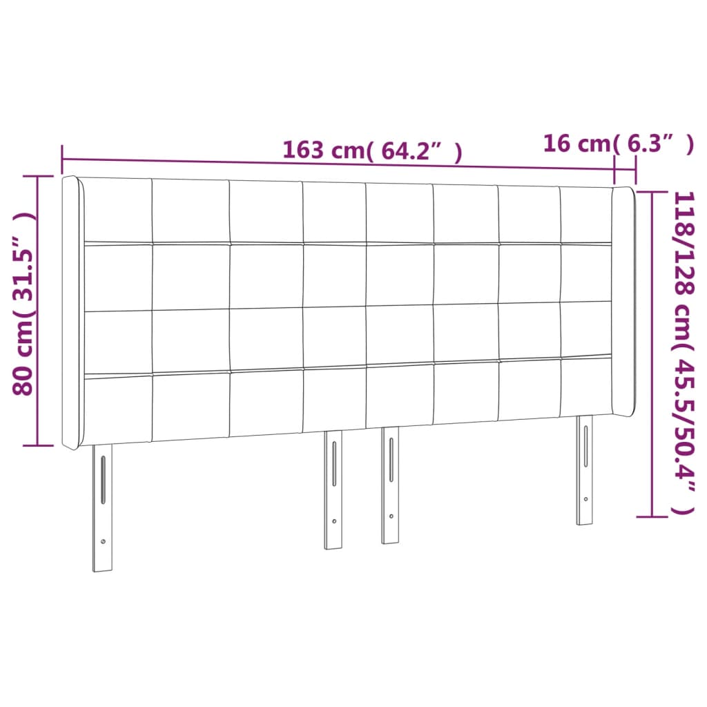 Uzglavlje s ušima plavo 163x16x118/128 cm od tkanine