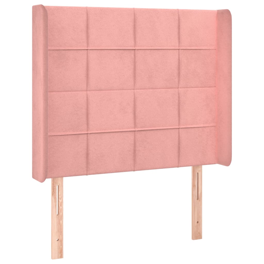 Uzglavlje s ušima ružičasto 83x16x118/128 cm baršunasto