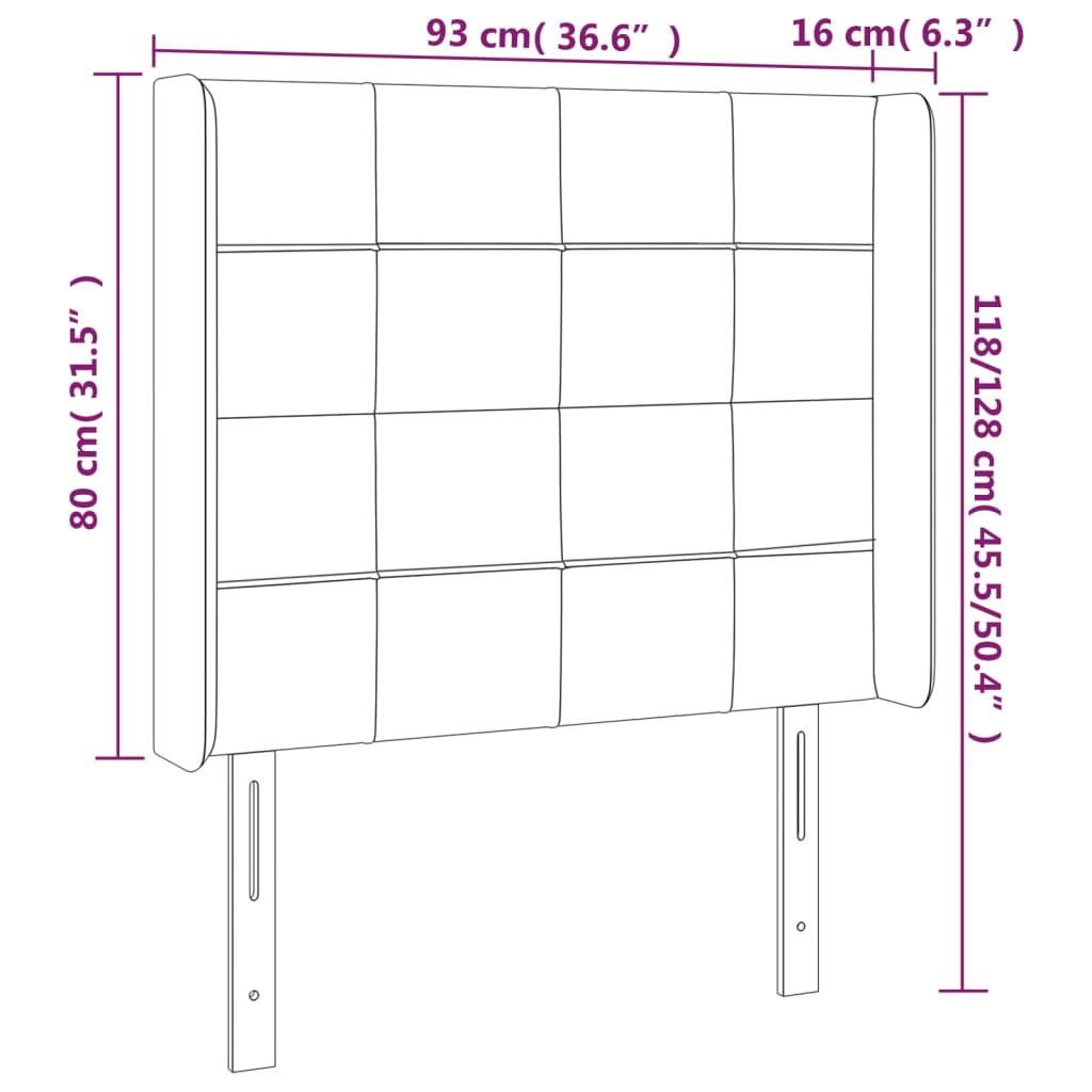 Uzglavlje s ušima svjetlosivo 93x16x118/128 cm baršunasto